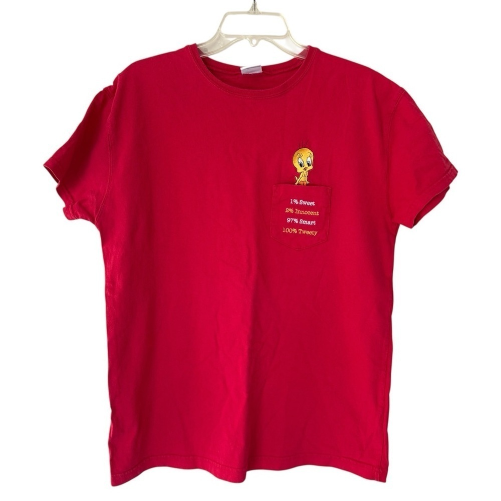 Vintage Tweety Bird Shirt Size Medium Red Warner Bros Loony Tunes Y2K 90s - Picture 7 of 7